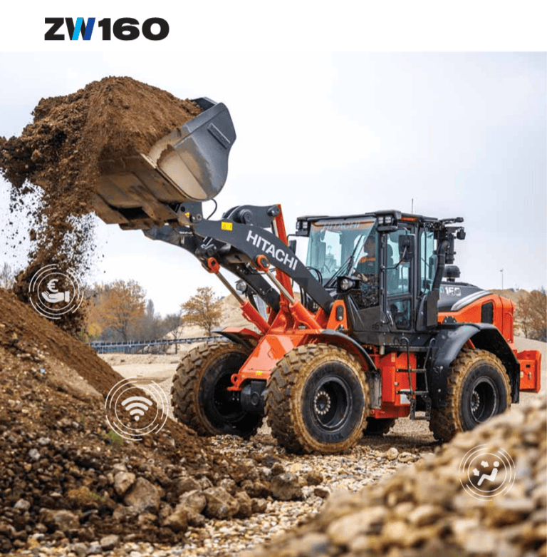 Hitachi ZW160PL‑7 pyöräkuormaaja työmaalla