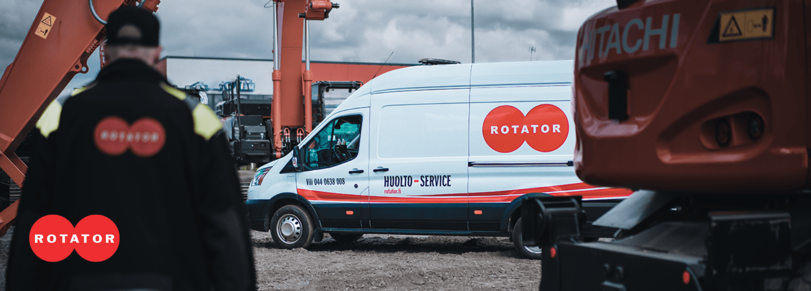 Rotatorin työntekijä ja huoltoauto – työpaikat konealan ammattilaisille