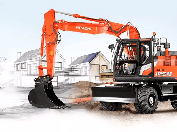 Hitachi ZX180W-7 ratakone työmaalla kaivutöissä